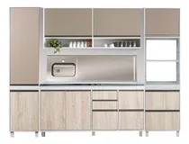 Comprar Combo Mueble Cocina Sorrento Ricchezze 4 Modulos Bajo Mesada 160 Alacena Tolva Y Portahorno + Mesada Acero Inoxidable Johnson
