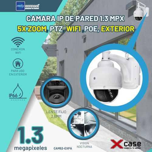 Camara Xcase Ip De Pared 1.3 Mpx 5x Zoom Ptz Wifi Poe Ext