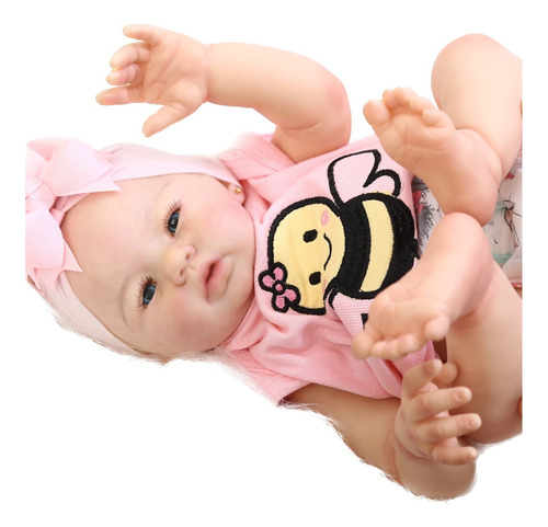 Boneca Bebê Reborn Abigail 50cm Corpo Silicone Realista Lu