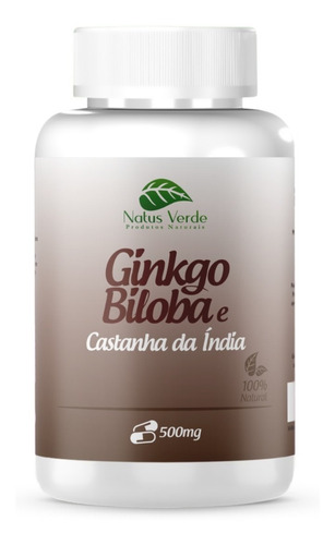 Imagem 1 de 3 de Ginkgo Biloba Com Castanha Da Índia - 100 Cápsulas De 500mg