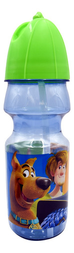 Botella Plastico Con Popote Para Agua Scooby Doo 550ml Color Azul/verde