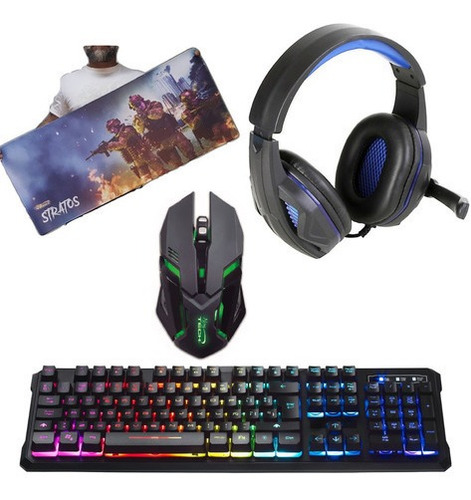Imagen 1 de 10 de Kit Combo Gamer 4en1 Teclado Mouse Audifono Padmega Njoytech