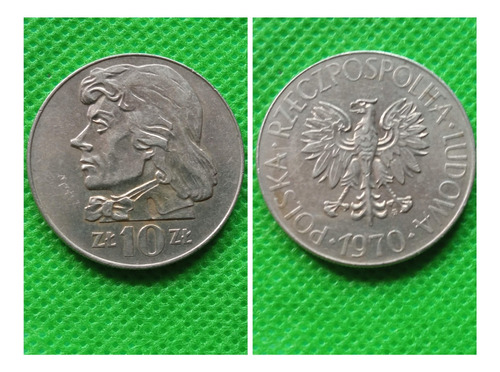 Moneda De 10 Zlotych, Polonia 1970.