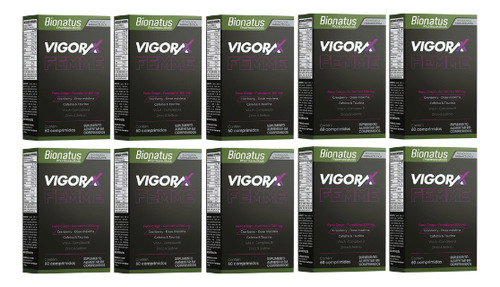 Kit 10 Suplemento Vigorax Femme Saude 60 Capsulas - Bionatus Sem Sabor