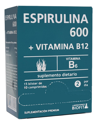 Espirulina 600 + Vitamina B12 Biofit 150 Comprimidos