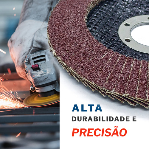 Kit 20 Disco Flap Fibra Cônico Grão 40/80 115mm X 22mm