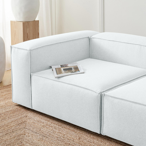 Sala Modular Loveseat Sillón Latt Moderna Lino Soft Minimali Color Gris Perla