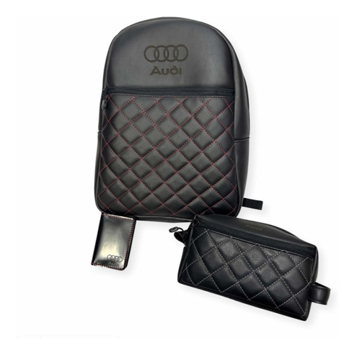 Kit Exclusivo Audi Mochila Necessaire Carteira Couro