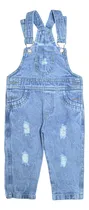 Comprar Jardinero De Jean Mom Para Bebé Unisex Enterito | Bubujitas Celeste Nevado Con Roturas 30-36 Meses