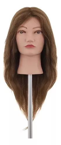 Cabeça de boneca 100 natural para treino de cabeleireiros