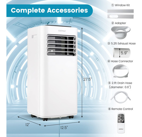 Aire Acondicionado Portátil 3 En 1 10000btu, Temporizador 24