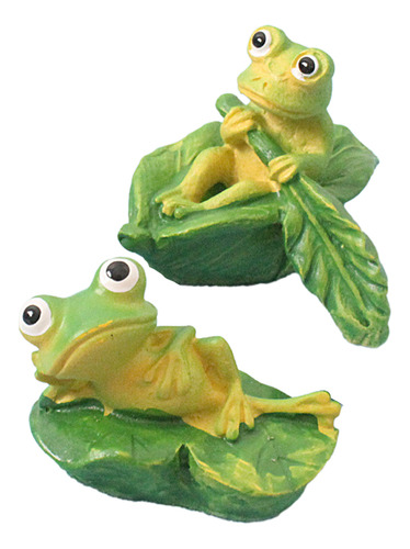 2 Estatuas De Ranas Domésticas En Miniatura Hechas En Resina