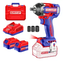 Comprar Llave De Impacto 500nm + 2 Baterias 4ah Y Cargador Emtop Color Rojo