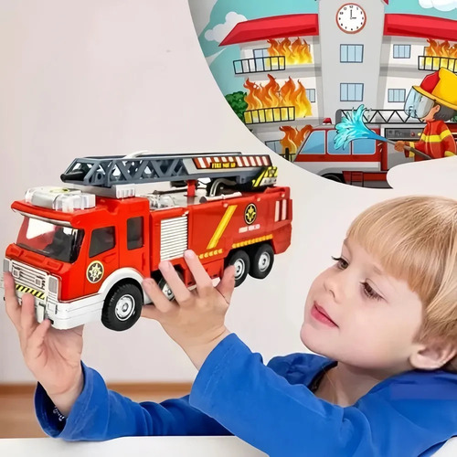 Un Camión De Bomberos Con Rociador De Agua Para Niños,