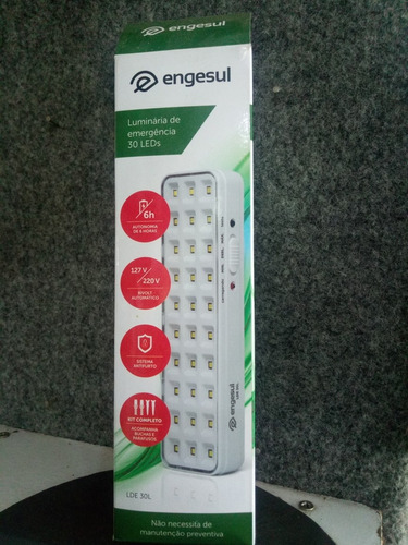 Luminária De Emergência 30 Leds Bivolt Kit. Engesul Nova