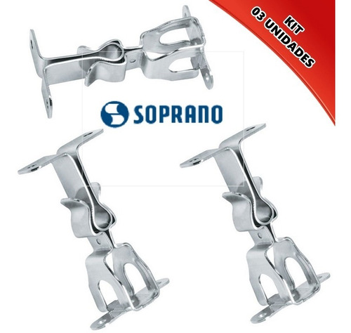 Imagem 1 de 3 de Prende Porta Fixador Porta Parede Soprano Metal Kit 03 Unds