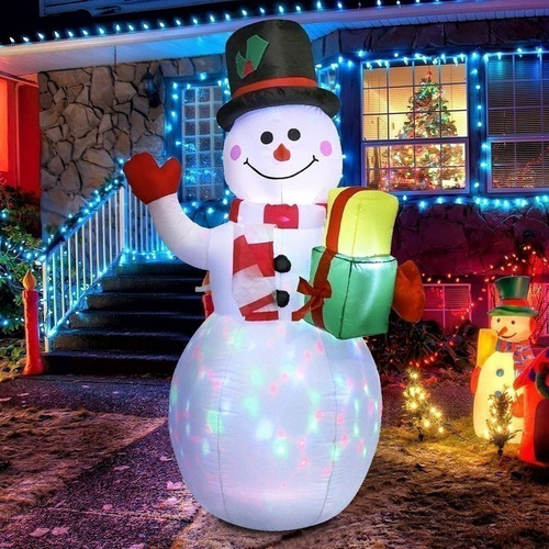 Decoración Inflable Luminosa De Muñeco De Nieve