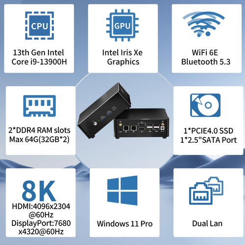 Mini Pc Msecore I9-13900h 64 Gb De Ram 4 Tb Ssd Windows 11 P