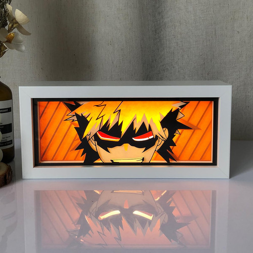 Caja Luz Led Anime Corte Papel Lampara Sombra Manga Hecha