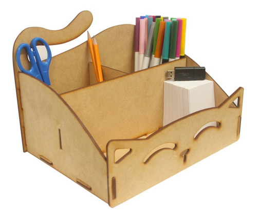 Imagen 1 de 4 de Organizador Escritorio Gatito Mdf 3mm