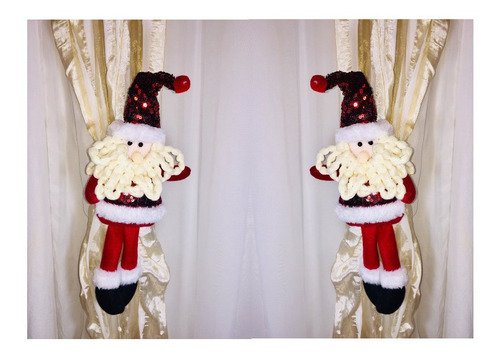 2 Muñecos Santa Sujeta Cortina Casa Decoración Navidad