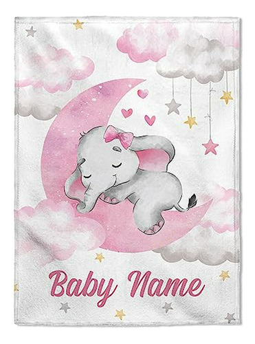 Manta De Bebé Personalizada Flochil Elefantes (30x40)