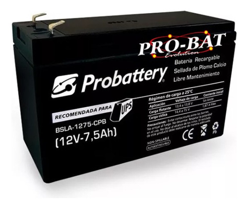 Bateria De Gel Vision Cp1275 12v 7.5 Ah Ups Alarmas Pro-bat