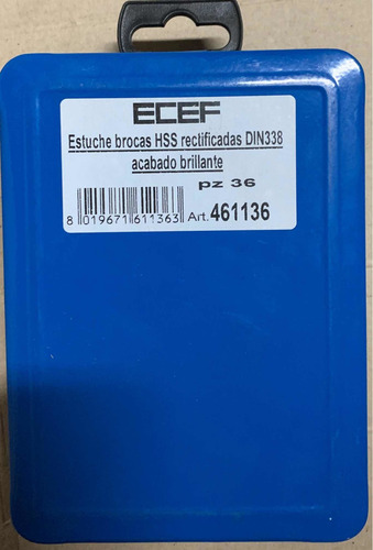 Imagen 2 de 5 de Estuche De 36 Brocas Hss Rectificadas Ecef Italia 2 - 6,5 Mm