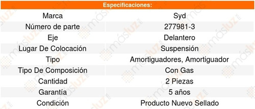 2 Amortiguadores Suspensión Syd Delantero Yukon 1500 00-06