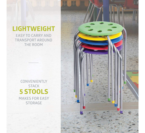 Taburetes De Plástico Para Niños Apilables Juego De Cinco Color