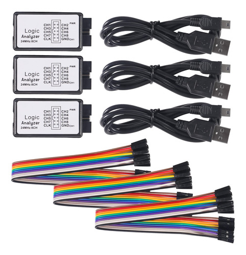 3 Unidad Dispositivo Analizador Logica Usb Cable 5 Mhz 24 8