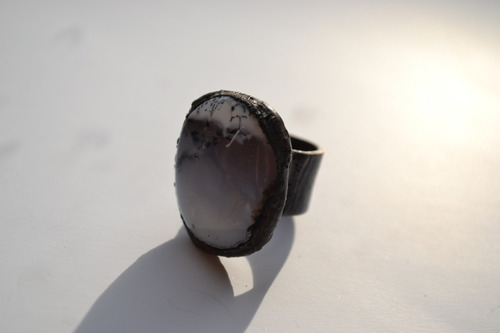 Imagen 4 de 8 de Anillo De Piedra Natural Agata, Cobre, Joyeria Contemporanea