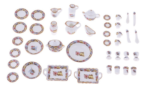 40 Unidades Set De Juego De Té Para Escala 1/12 Dollhouse