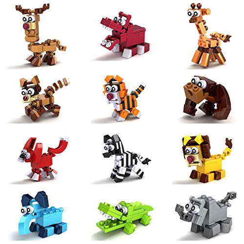 Wingift 12 In 1 Pre Filled Animal Building Block Set-12 Pcs