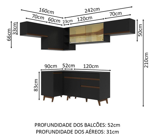 Madesa Cocina Integral Esquinero 402cm Reims Negro 04