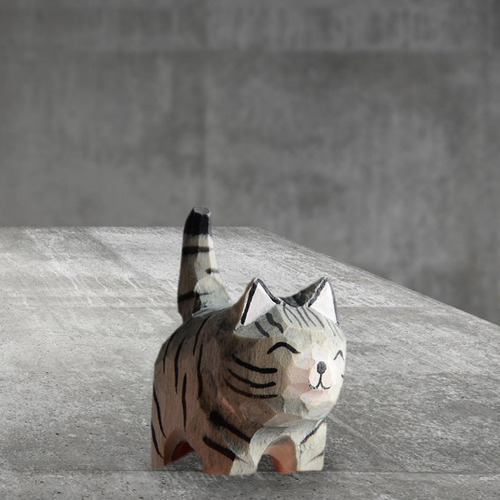 Estatua De Gato Figurado De Madera Sin Agujero Colgante