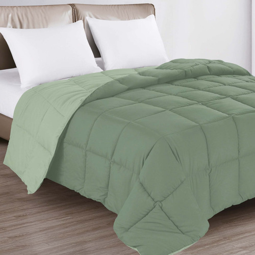 Edredom Toque De Plumas Super Soft Premium Pluma Queen 1 Peç Verde-musgo Lisa