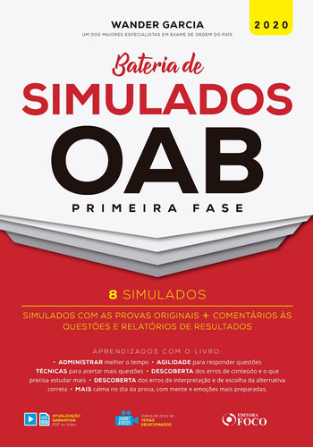 BATERIA DE SIMULADOS OAB 1ª FASE - 1ª ED - 2020, de Garcia, Ana Paula. Editora Foco Jurídico Ltda, capa mole em português, 2020