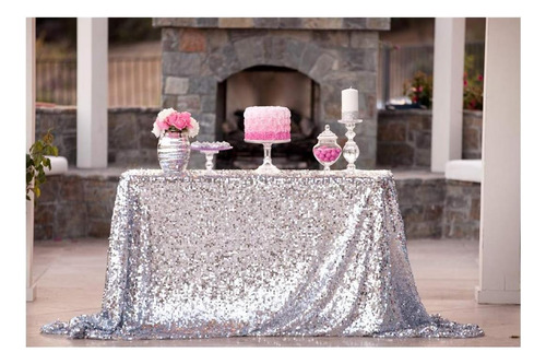 Shidianyi 50x72 Silver Sequin Mantel, Tela De Mesa De Mesa,
