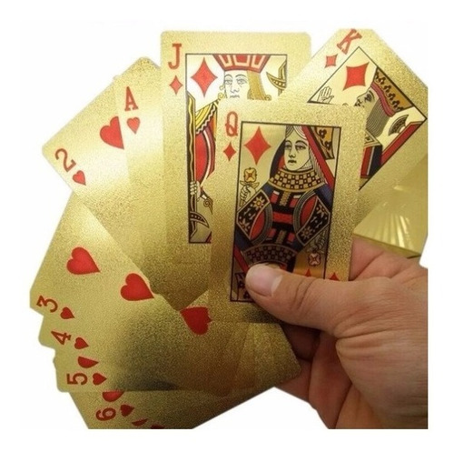 Baralho Dourado Ouro Folheado Poker Truco Cartas Jogos Dolar