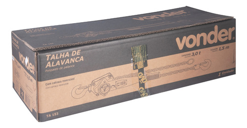 Talha De Alavanca 3,0 Tf Elevação 1,5 M, Ta 153, Vonder