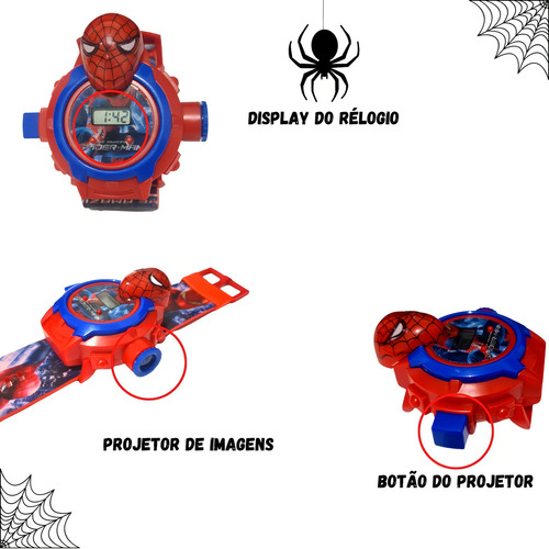 Reloj proyector de luz Spider-Man con 24 imágenes para niños