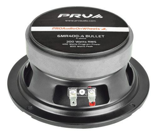 Prv Audio 6.5 Pulgadas Altavoz Bala De Rango Medio 6mr400-4 Bala, 4 Ohmios De Alto Rendimiento De Audio Para Coche, 400 Vatios De Potencia De Programación, Bobina De Voz De 1.5 Pulgadas 200 Vatios