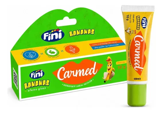 Carmed Fini Bananas Hidratante Labial Incolor Efeito Gloss 10g