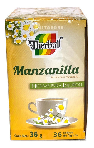 Imagen 1 de 4 de Té Manzanilla 36 Sobres Therbal