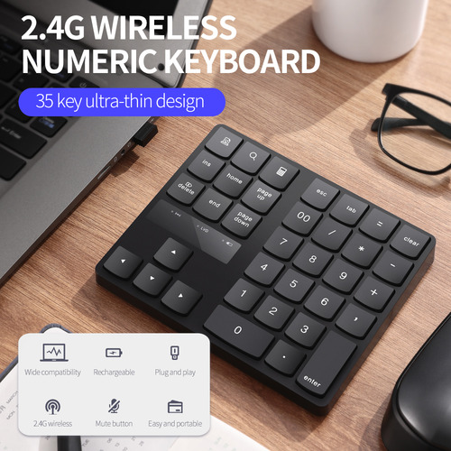 Teclado Numérico Inalámbrico De 35 Teclas Con Batería Recarg