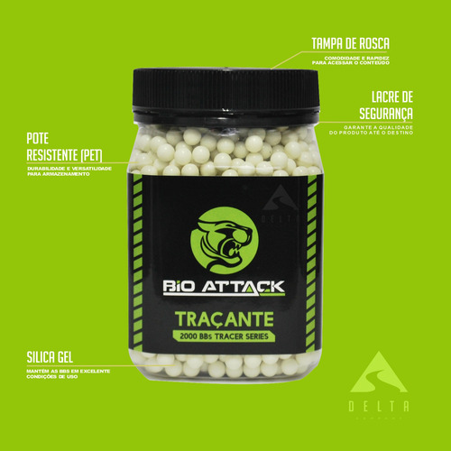 Imagem 2 de 7 de Munição Airsoft Bbs Esfera 6mm Bolinha Bioattack Tracer 0.25