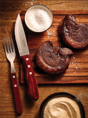 Tramontina Faqueiro Para Churrasco Inox 12 Pç Polywood Verm