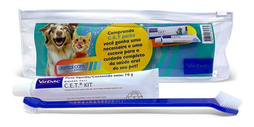 Kit Saúde Oral Virbac - C.e.t Pasta + Necessaire + Escova Sabor Frango