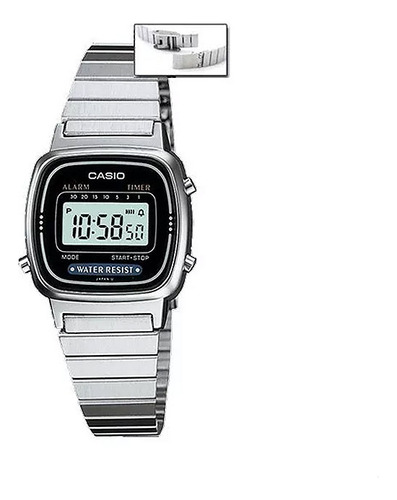 Reloj Casio La-670w Digital Acero Inoxidable Timer Crono Wr